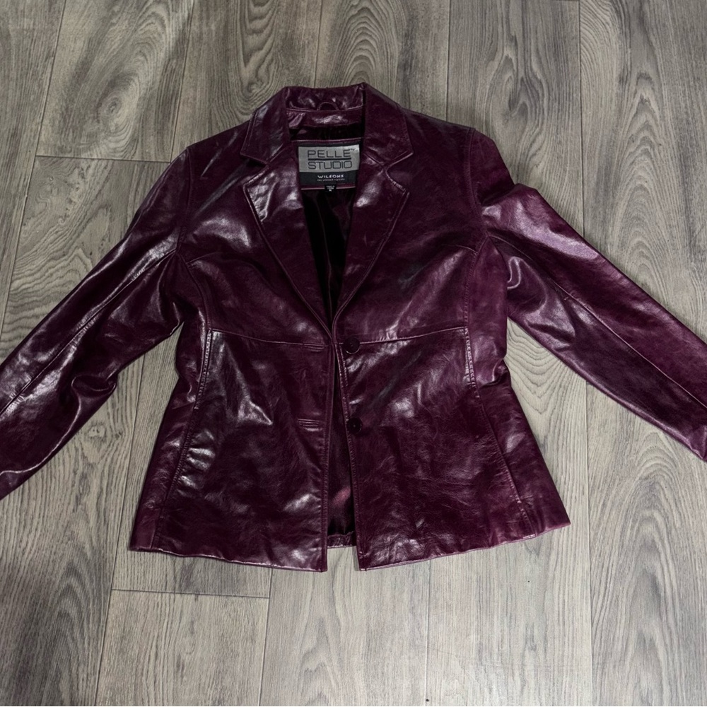 Women's Wine color Leather Blazer Jacket
